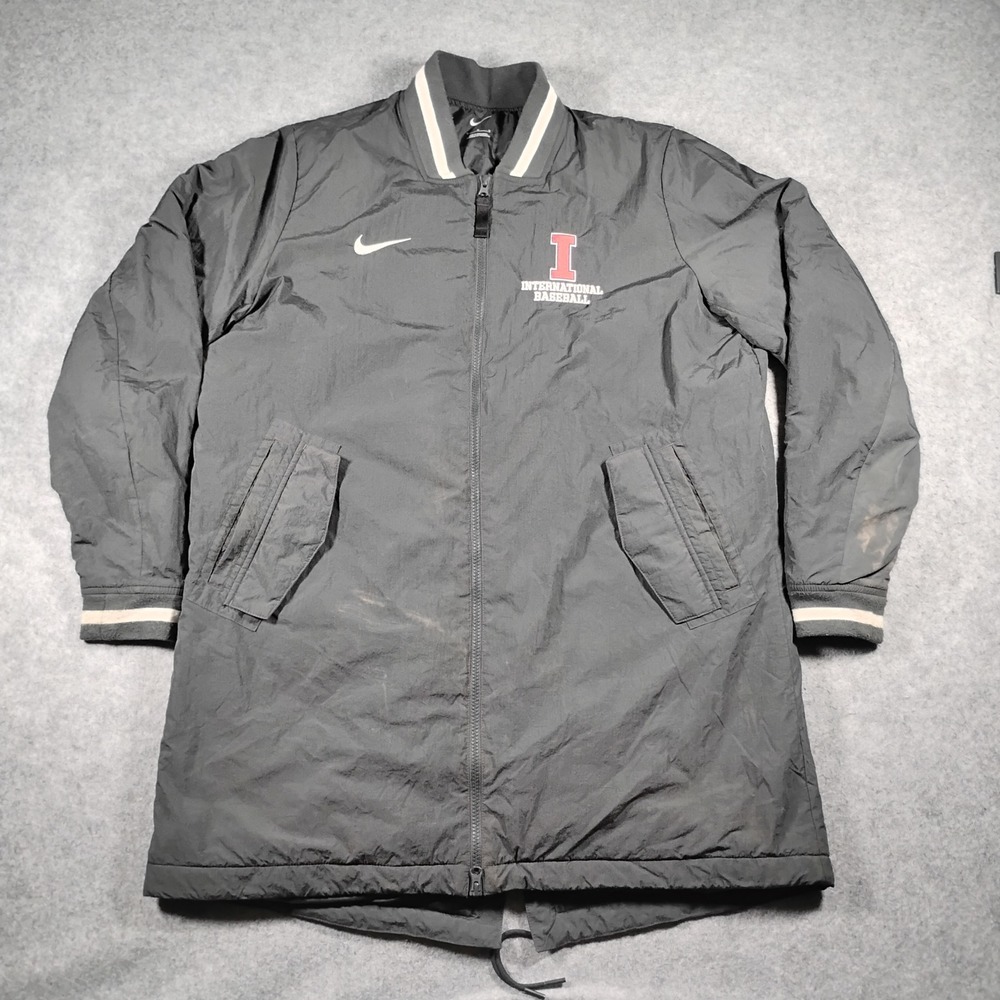 Nike Mens International Baseball Dugout Parka Jacket Gray Size Medium